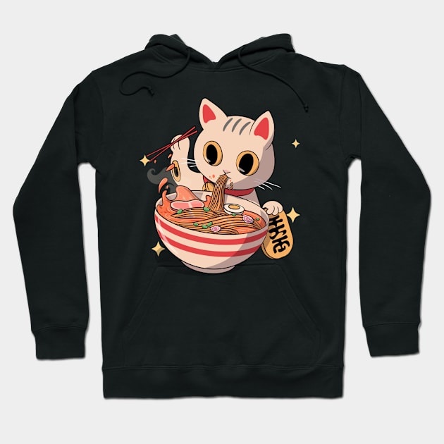 Japanese Kawaii Neko Cat Kitten Ramen Noodle Anime Hoodie by Sassee Designs